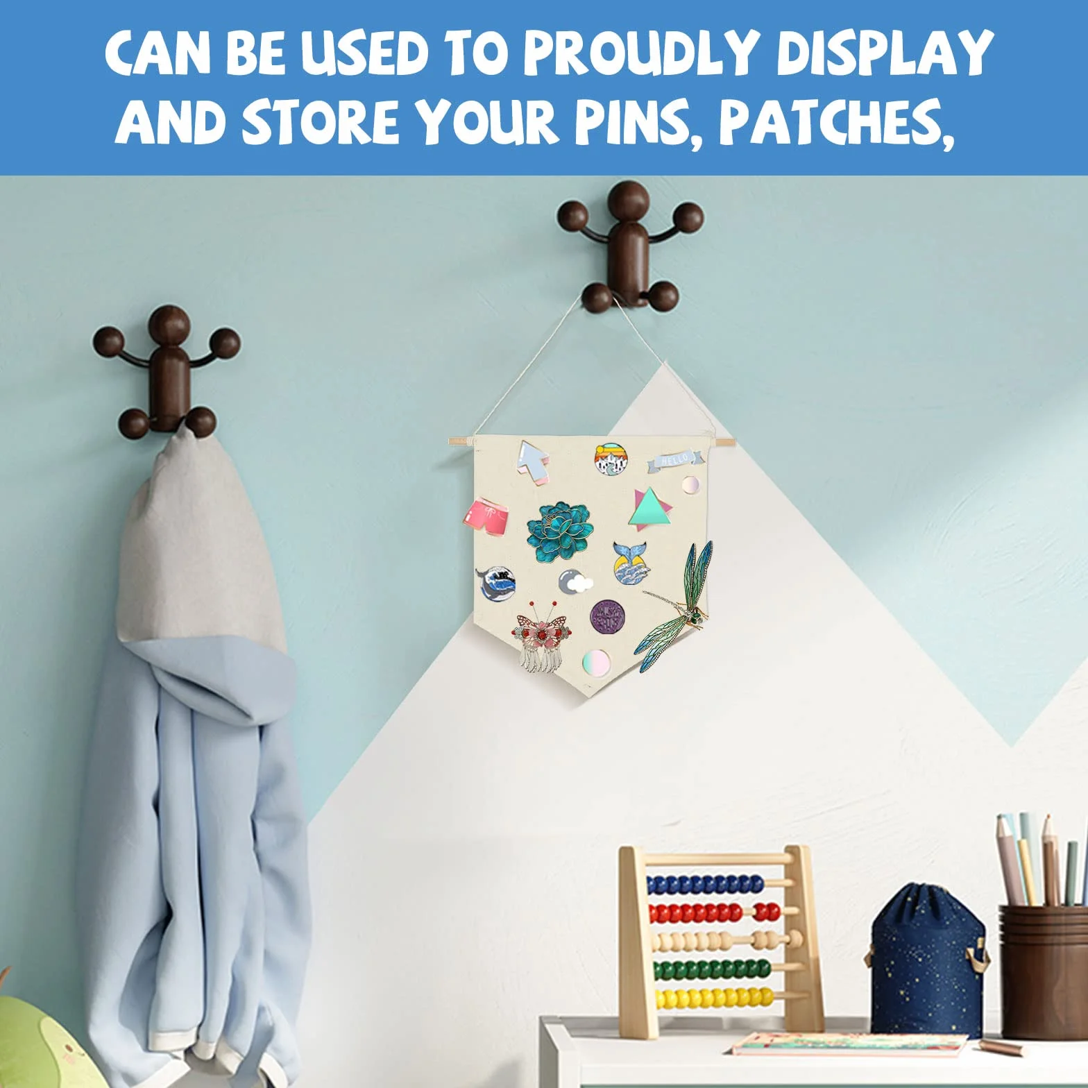 10 pancartas de lienzo de pared, lienzo blanco beige con clavija de madera, pin esmaltado para insignias, botones, colecciones de solapa