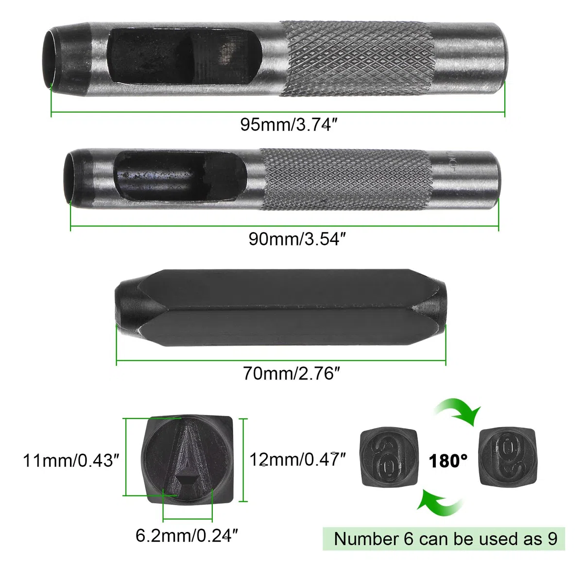 QUARKZMAN 36uds Kit Estampado Metal 25/64" (10mm) (A-Z, 0-8, "&" Símbolo) Punzón Letras Acero para Prensa con Punzón Orificios para Estampar en Metal, Plástico, Madera, Cuero, Negro