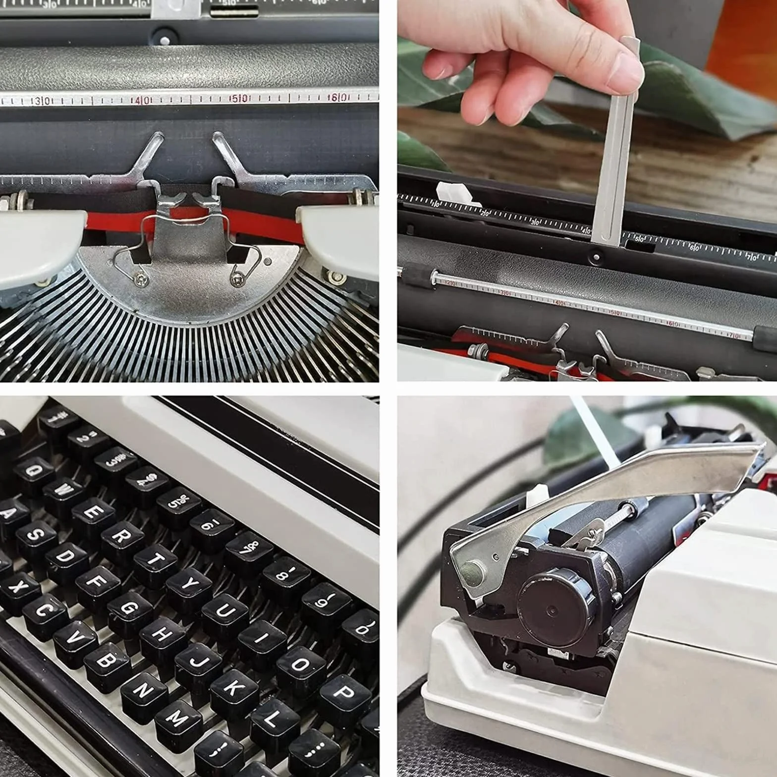 MáQuina De Escribir,PortáTil MáQuina De Escribir Vintage,Retro Inglesa MecáNica Regalo Literario,La ExhibicióN De La ColeccióN Puede Escribir,Instrumento De Escritura 30 * 30 * 10Cm,White