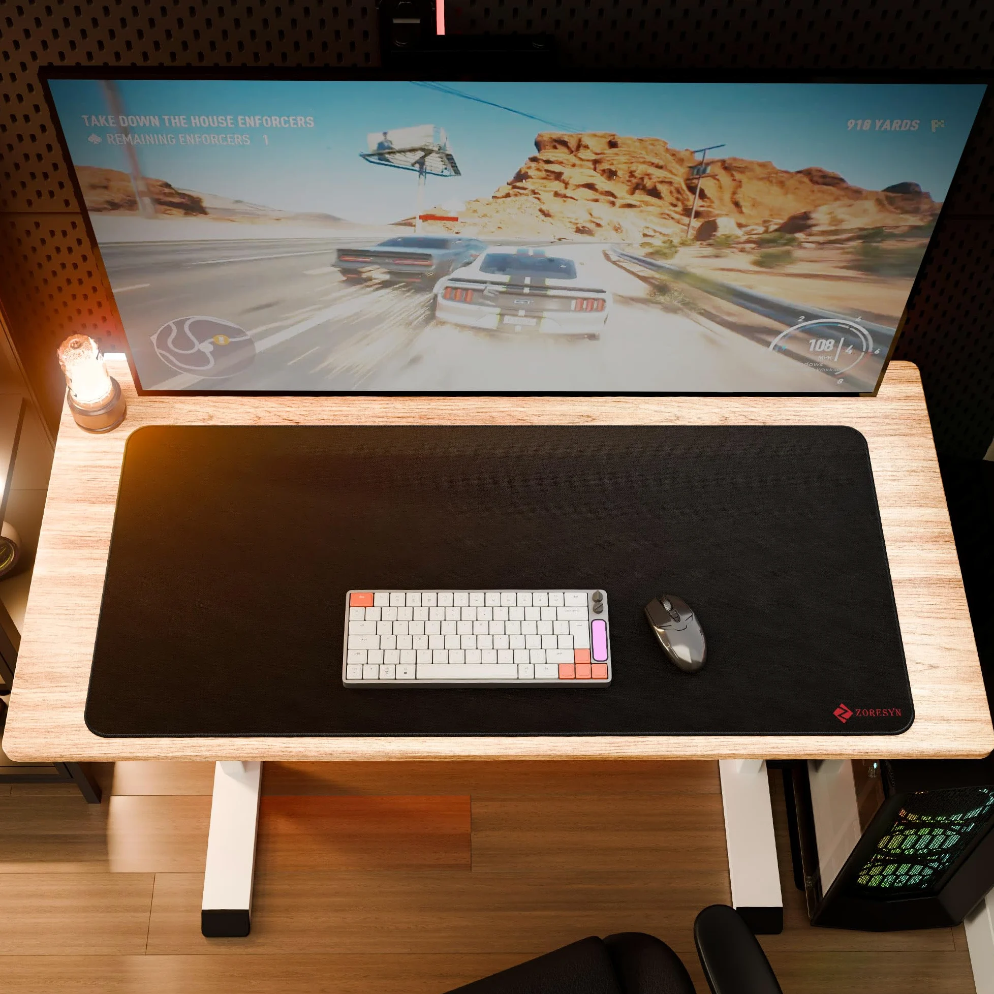 ZORESYN Alfombrilla de mouse grande de 43.3 x 19.7 pulgadas, alfombrilla de escritorio grande con superficie de tela y costuras duraderas, alfombrilla para teclado de computadora, protector de