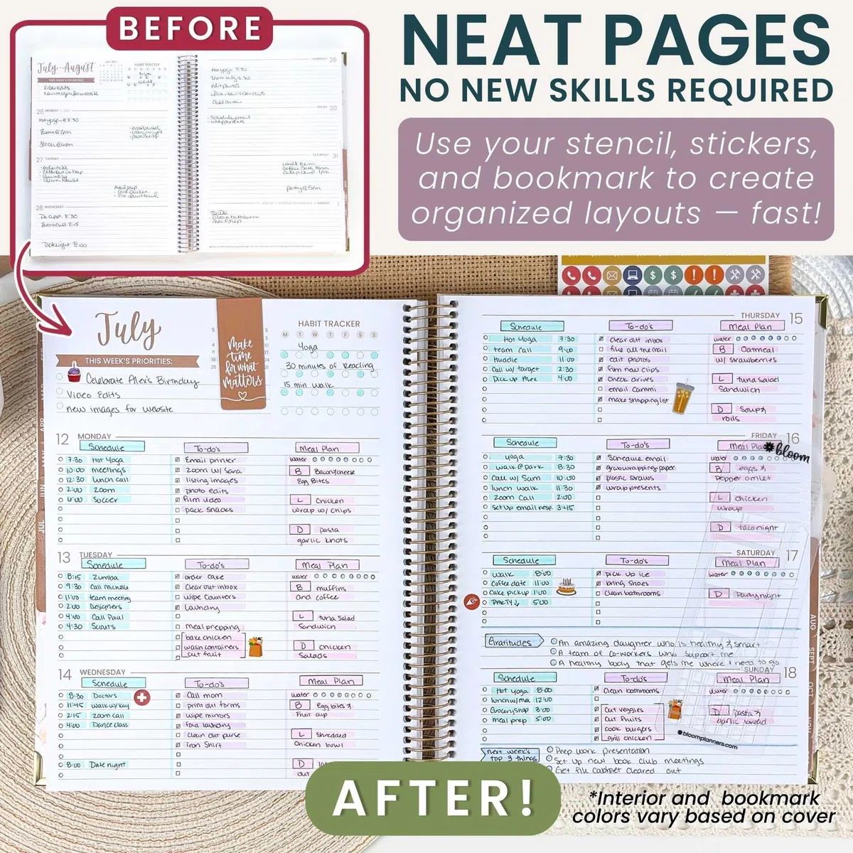 bloom daily planners Agenda de tapa dura 2027 (8.5 x 11 pulgadas) de enero a diciembre de 2027, calendario anual, agenda de tareas para mujeres, agenda inspiradora mensual y semanal, floral azul y