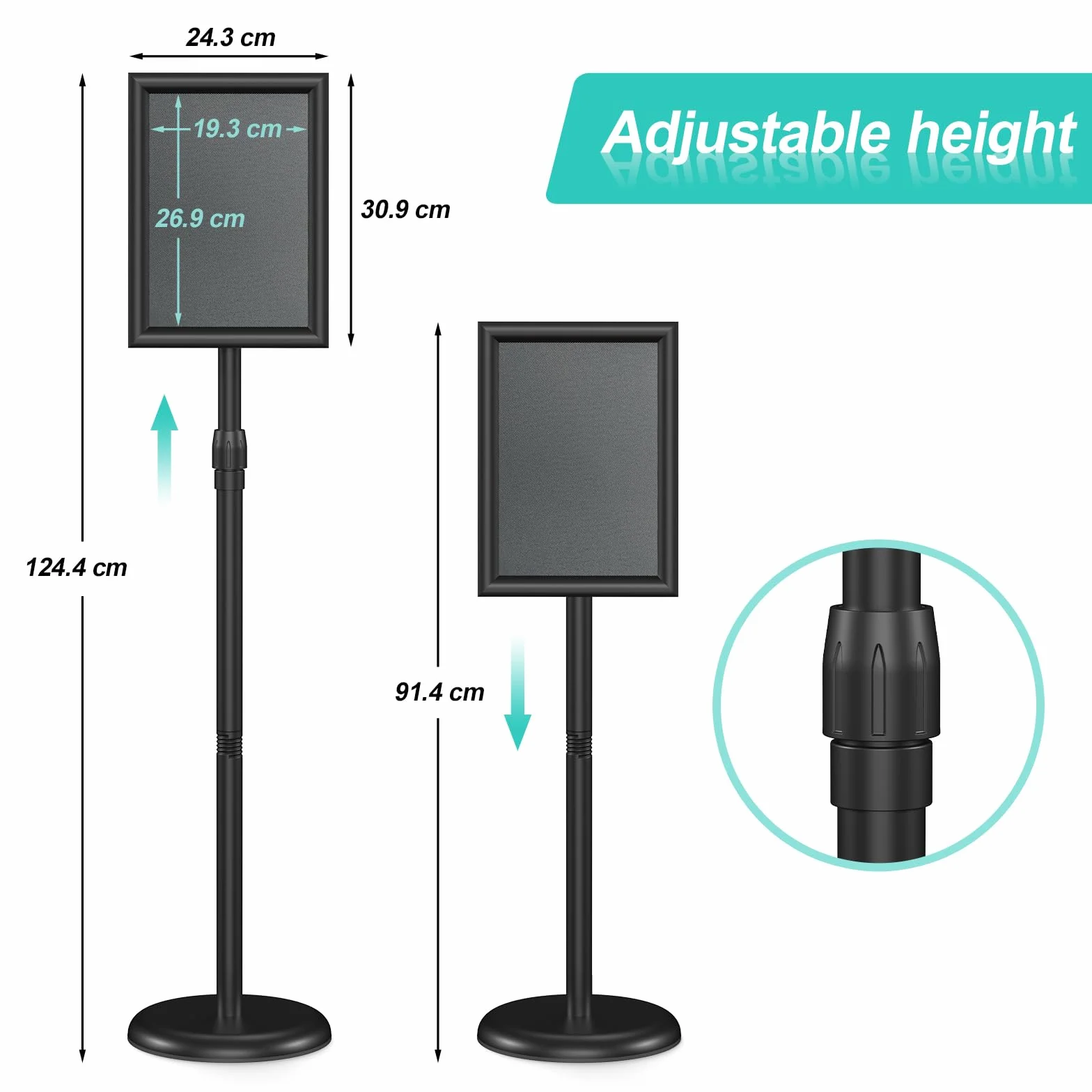 Soporte para Carteles Acero Inoxidable Ajustable 91-124 cm A4
