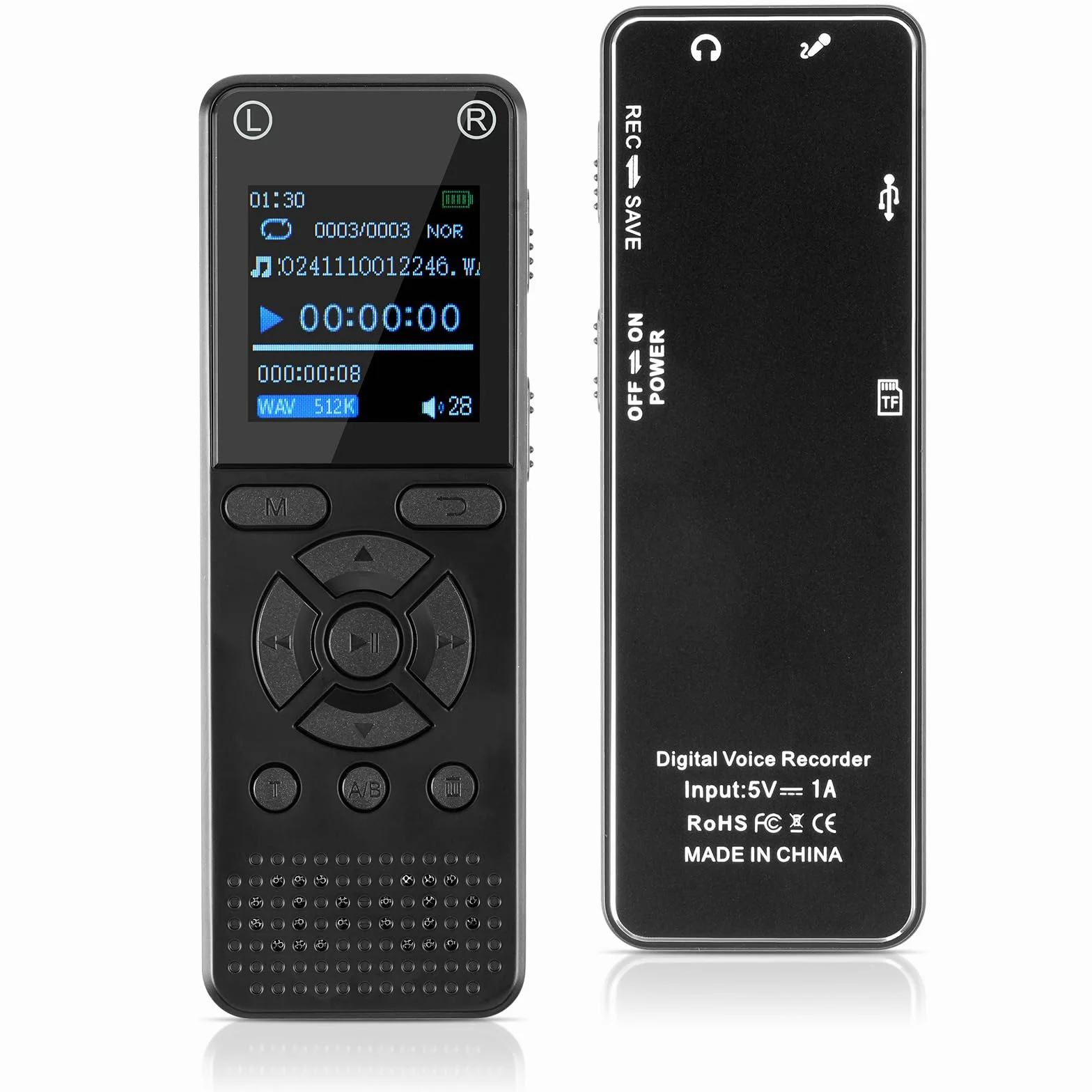 OFFCUP 64GB Grabadora de Voz, 1536kbps Dictáfono Digital con Contraseña, Carga USB Grabadora de Audio Grabación Continua de 60h, Grabadora de Voz Portátil con MP3 para Conferencia Clases Entrevistas