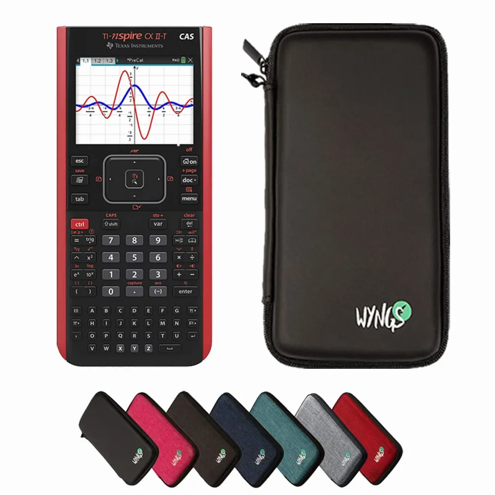 TI-Nspire CX II-T CAS con Funda Protectora WYNGS Negro - Calculadora Gráfica - Paquete Básico
