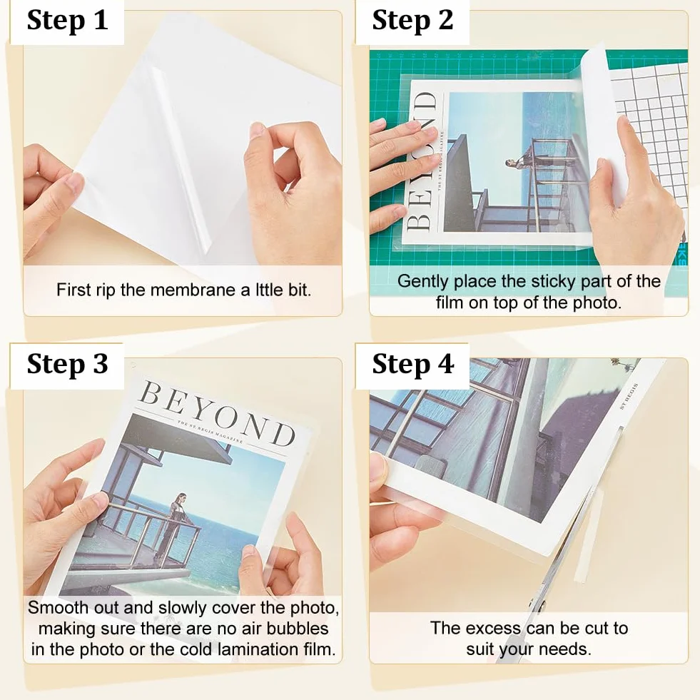 BENECREAT 50 Hojas A4 Hojas Laminadas Pet, Película Laminada En Frío Mate Autoadhesiva, Adhesivo Laminado Impermeable de 300x214 mm para Documentos de Carteles de Pintura, 0.3 mm de Espesor