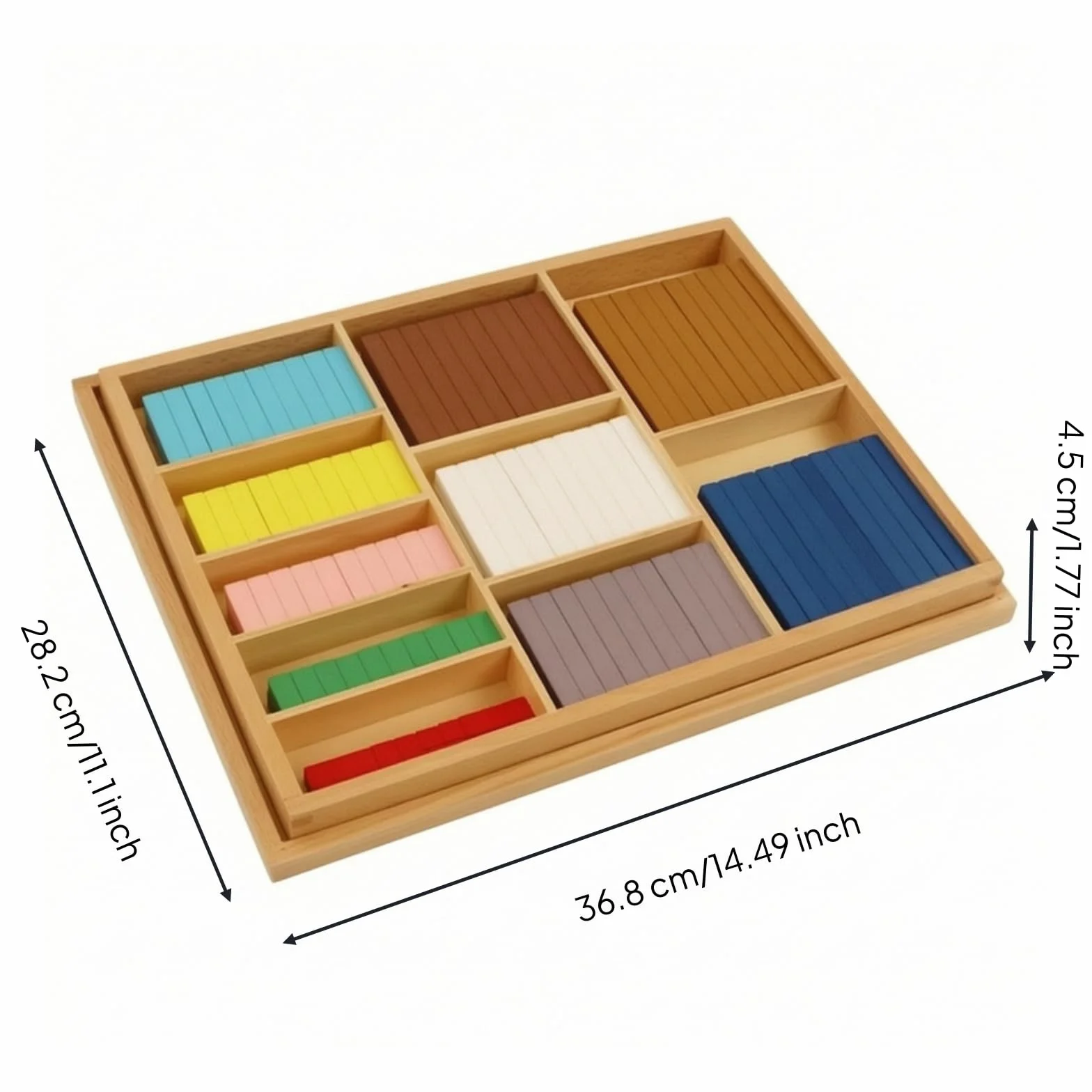 Entrenador Matemático para Niños Set Manipulativo Barras Numéricas Regletas Contadores Caja de Ordenación Madera Aprendizaje Temprano de Suma Adecuado para Escuela Jardín de Infancia Hogar