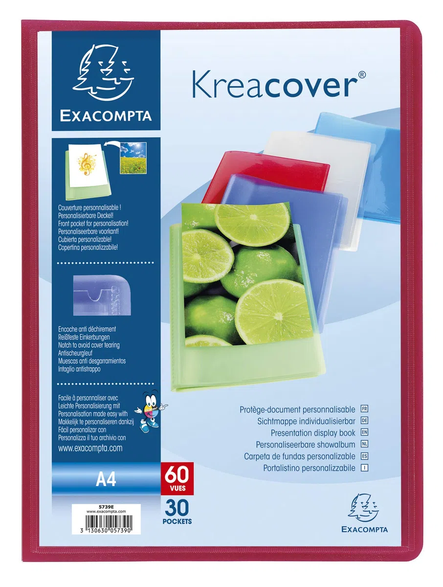 Exacompta 5739E - Lote de 12 carpetas de 30 fundas, A4, multicolor