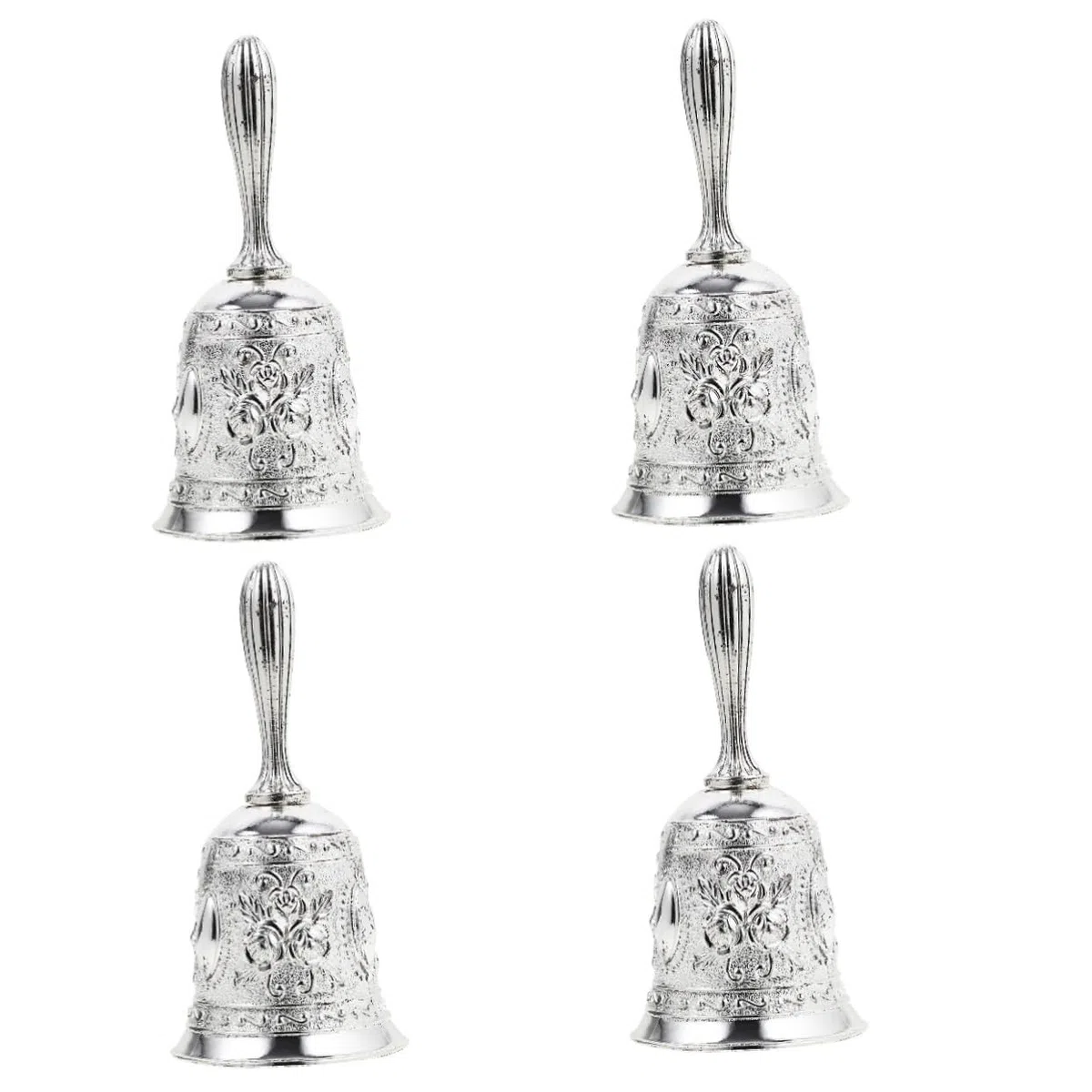 Angoily 4 Piezas Campana de Mano de Metal para Campana para Servicio y Escuelas para Entrenamiento de Mascotas y Infantiles Ergonómico y Sonido
