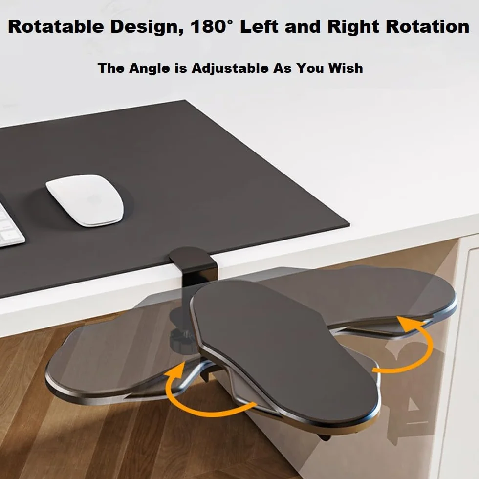 2 Piezas Reposabrazos de Escritorio Ergonómico,Apoyabrazos de Ordenador,180° Rotación Reposamuñecas para Ordenador,Soporte de Reposabrazos y Soporte para Muñeca para Hogar,Oficina