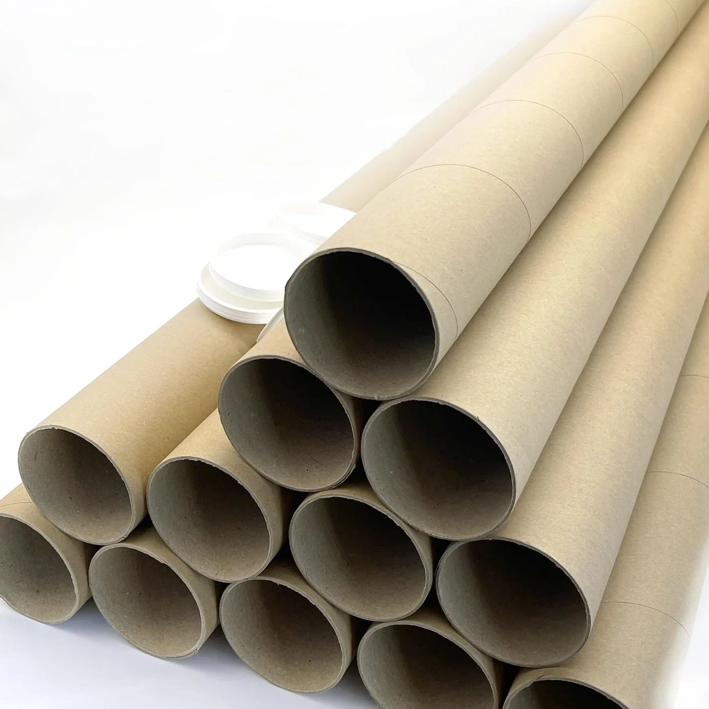 Tubos de Cartón Reciclado para Envío con Tapas de Plástico 95cm x 70mm 12 Unidades