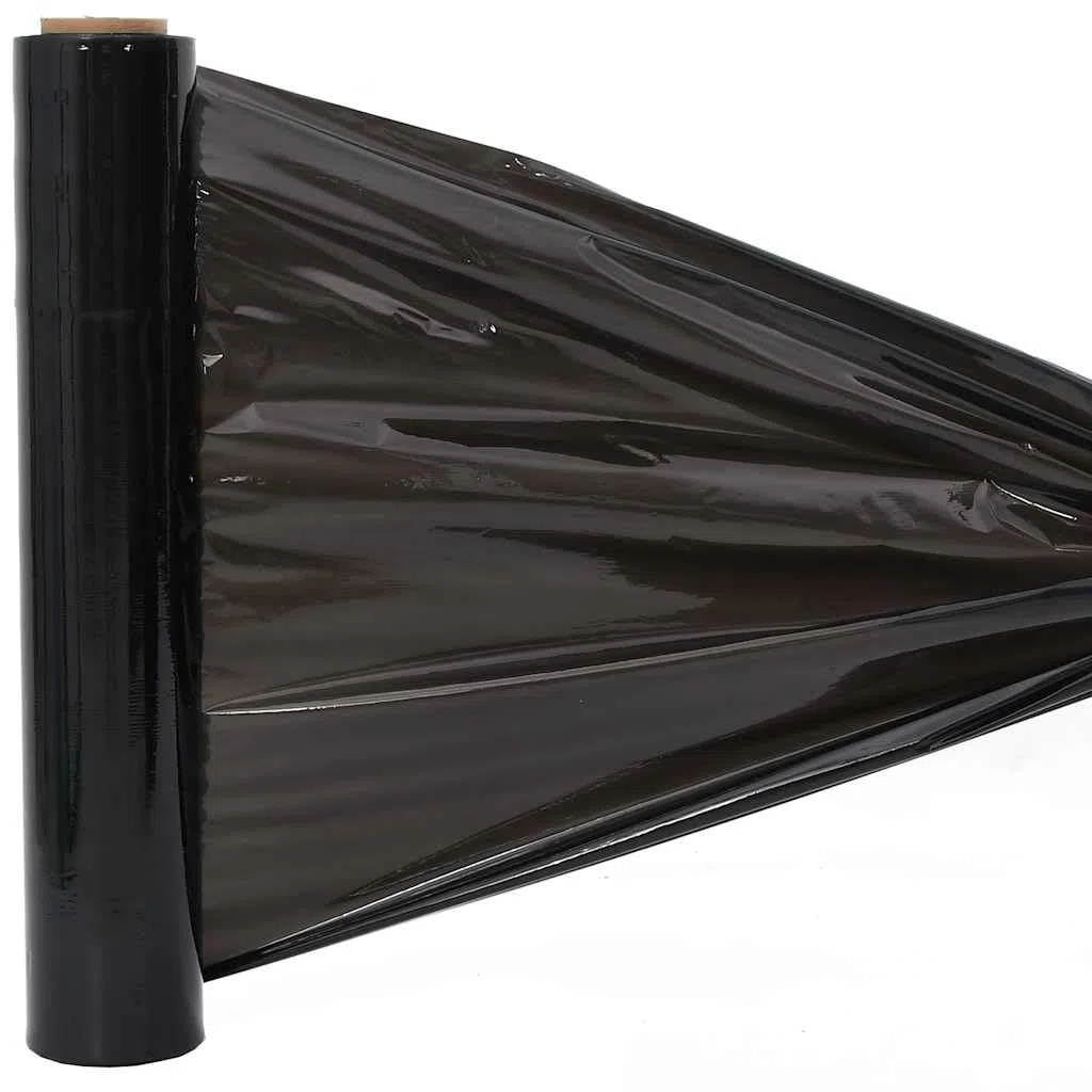 Film elástico negro 17 μm 50 cm x 300 m 2 unidades material de embalaje PE resistente a desgarros estable para embalaje, envío, transporte, almacenamiento, mudanza, oficina y correo