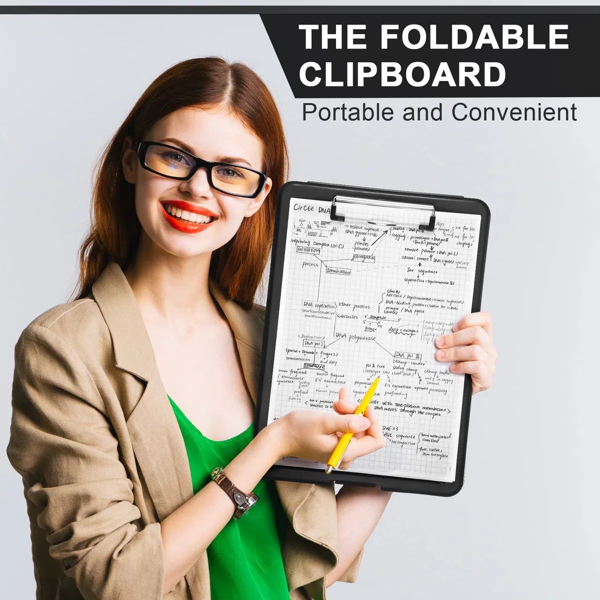 Geyee 8 portapapeles con almacenamiento tamaño carta, portapapeles plegables de enfermería con soporte para bolígrafos, tablero de plástico con clip de perfil bajo para estudiantes, profesores,