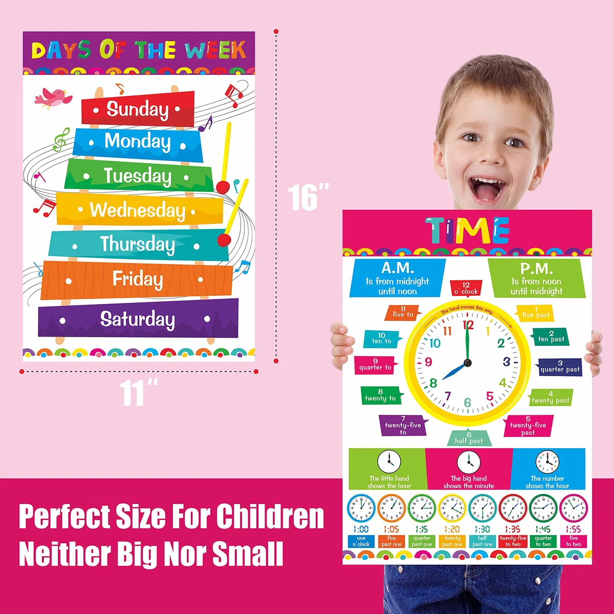 Gethelud 17 Paquetes de Carteles Educativos, Herramientas de Aprendizaje Cubiertas con Película PET para Jardín de Infancia, 40 cm x 28 cm