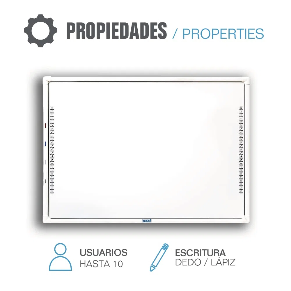 iggual Pizarra Blanca Interactiva IRIS 86” (4:3)- Tecnología Infrarrojos- Pantalla Táctil 10 Puntos de Contacto- Compatible Windows/Mac/Linux- Ideal Empresas y Educación (10 Usuarios Máximo.)