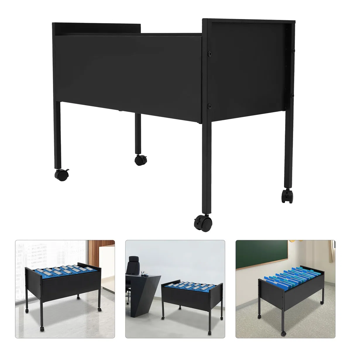 Carrito colgante para 100 archivadores colgantes, 80 x 42,5 x 60 cm, estantería para carpetas colgantes para oficinas, salas de conferencias, estudios