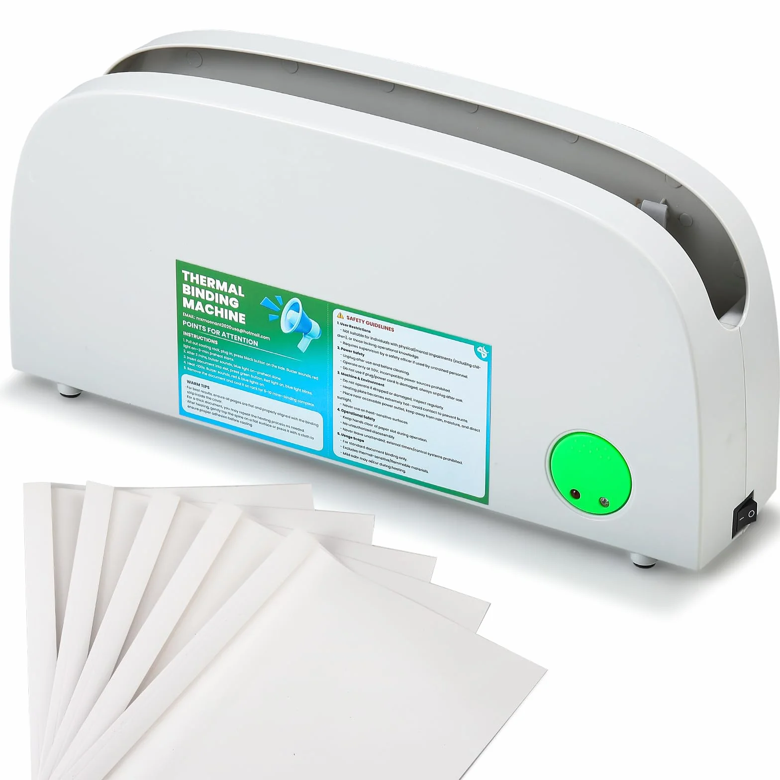 Mxmoonant Encuadernadora térmica para papel A4 A5 Letter, 33 mm de grosor máximo, precalentamiento de 3 minutos, diseño compacto con estante de enfriamiento, incluye 5 cubiertas térmicas - Ideal para