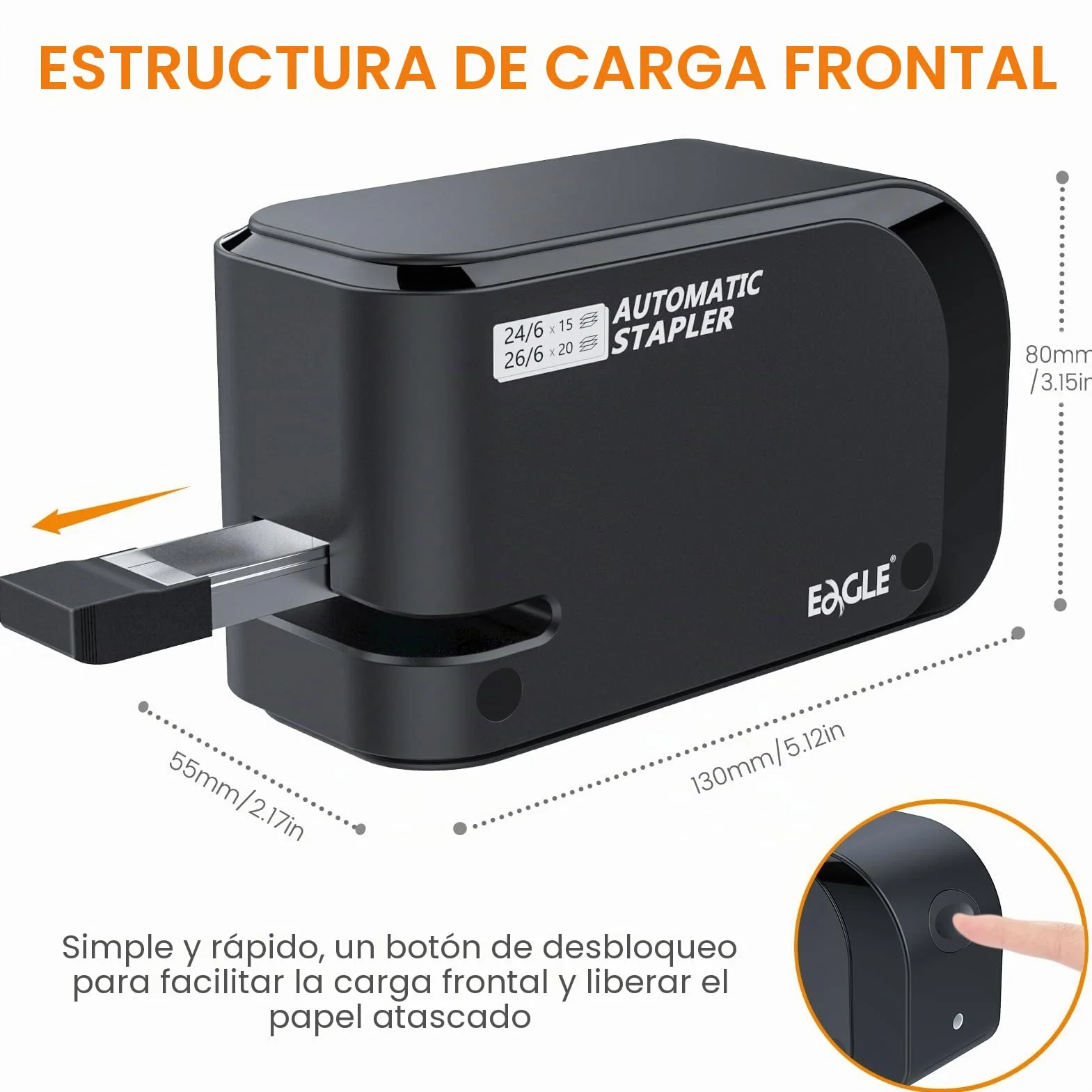 Engrapadora Automática Eléctrica Autónoma, Grapadora Electrónica de Alta Eficiencia para Oficina, Doble Alimentación con Adaptador de CA o Baterías, Capacidad 15-20 Hojas, No Requiere Computadora