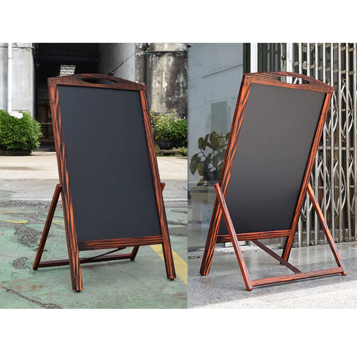 Letrero De Pizarra Caballete De Pizarra De Pie, Tablero De Tiza Enmarcado De Madera Marrón Rústico para Exhibición Promocional Comercial, Menú De Restaurante, Boda, Escuela
