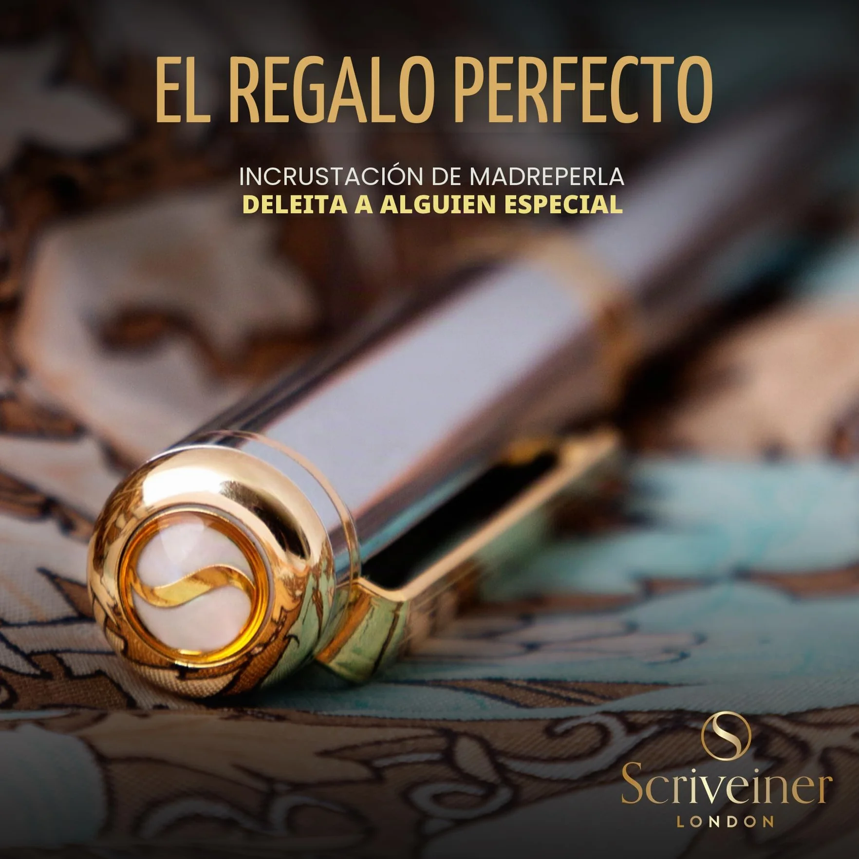 Scriveiner Pluma Estilográfica Plateada con Detalles de Chapado en oro auténtico, Plumilla y Convertidor Instalado Schmidt, Incluye Dos Cartuchos de Tinta, Azul y Negro