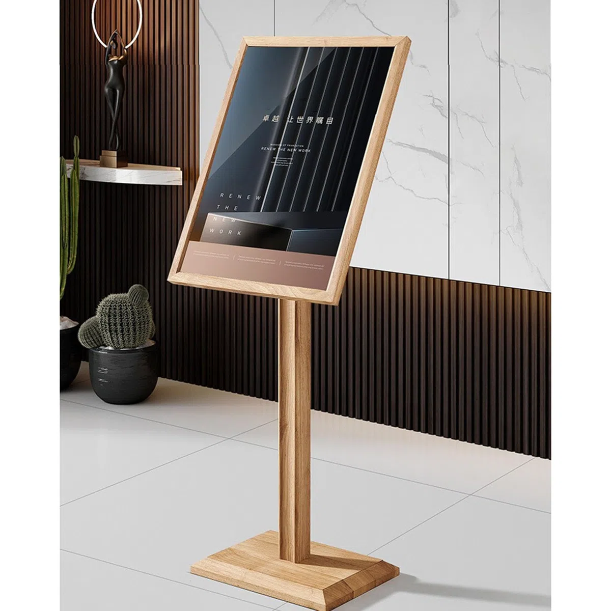 Soporte independiente para carteles con cubierta de cristal para publicidad y negocios