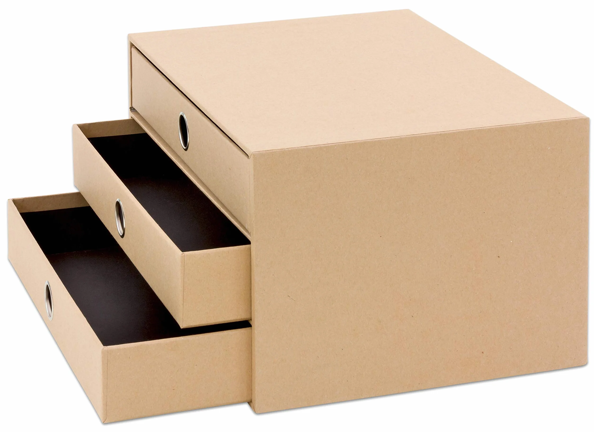 Rössler Papier 1524452623 - S.O.H.O. Caja de 3 cajones para DIN A4, con agujero de agarre, Kraft, 343 x 250 x 185 mm, 1 unidad