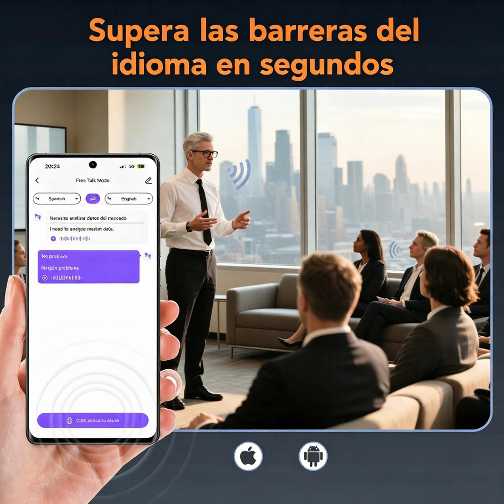 NE27 Auriculares Traductor en Tiempo Real, Auriculares Traductores Soportan 134 Idiomas, Auriculares con Traducción por IA y Pantalla, Compatible con iOS y Android, Ideal para viajes, estudio