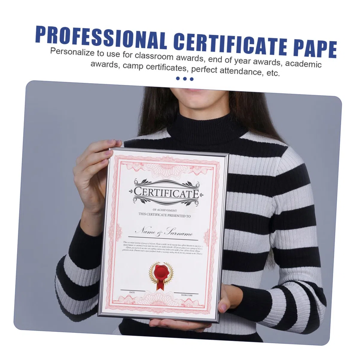 50 Hojas de Papel Rojo Imprimible para Certificados de Reconocimiento y Agradecimiento, Material Suave de 150g Adecuado para Uso en Oficina y Aula Escolar