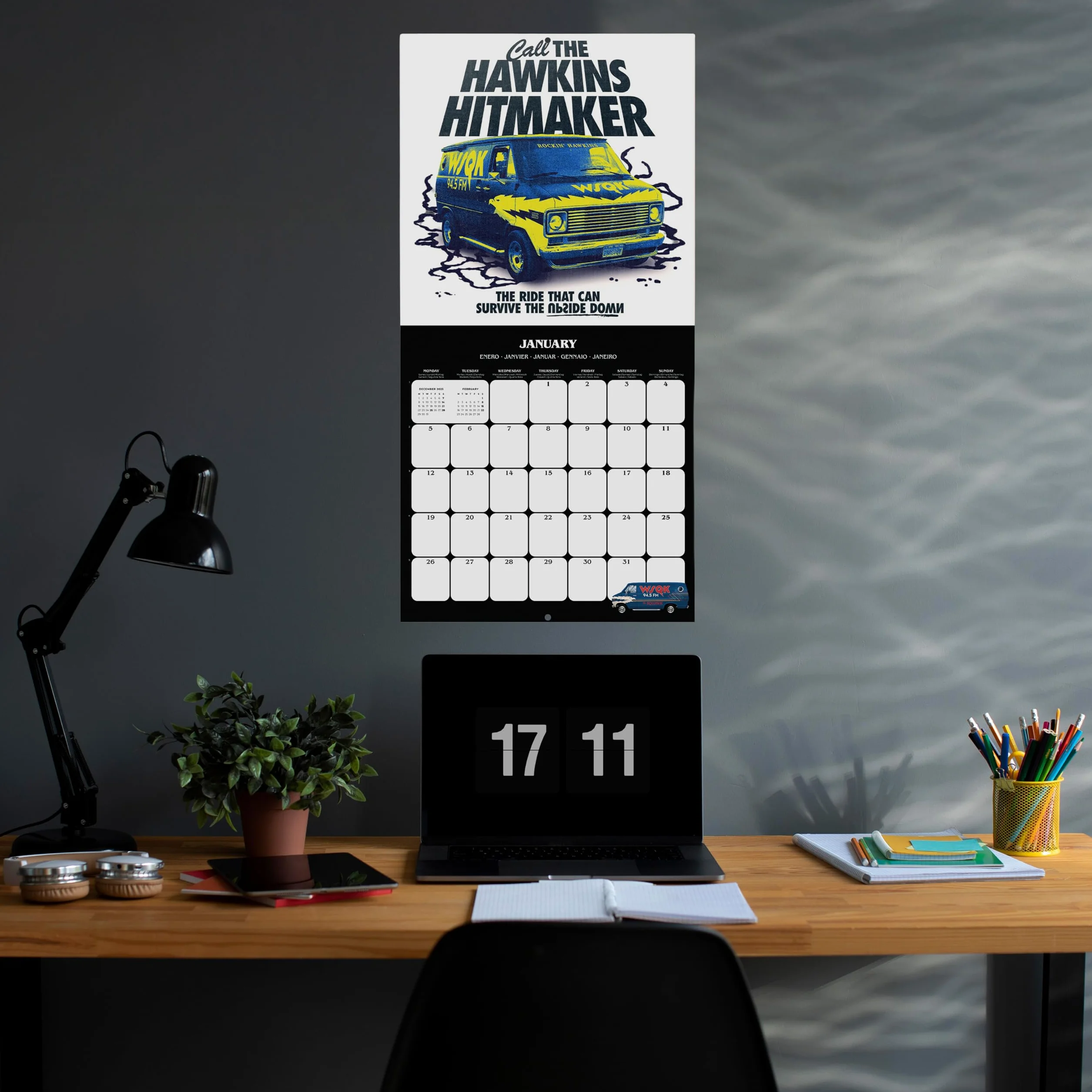 Grupo Erik Calendario Stranger Things 2026 pared - Almanaque pared 2026 : Planificador mensual Con espacio para Anotar, Ilustraciones y Fácil de colgar (30x30cm) - Stranger Things Merchandising
