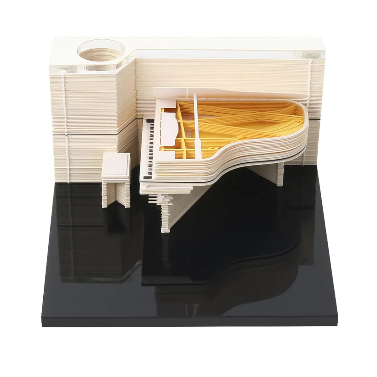 Bloc de notas adhesivas 3D para piano, 150 hojas, bloc de notas 3D de arte musical, bloc de notas 3D para niños/amantes/amigos/esposa/estudiante regalos (blanco)