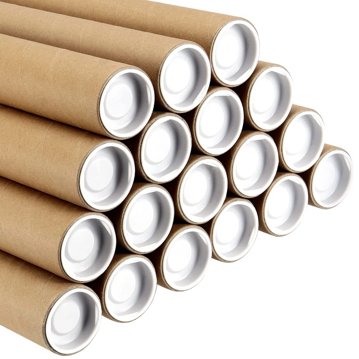 JEUIHAU 18 tubos de correo Kraft de 1,5 x 16 pulgadas con tapas, tubos de envío reciclables de construcción de heridas en espiral para transporte, almacenamiento