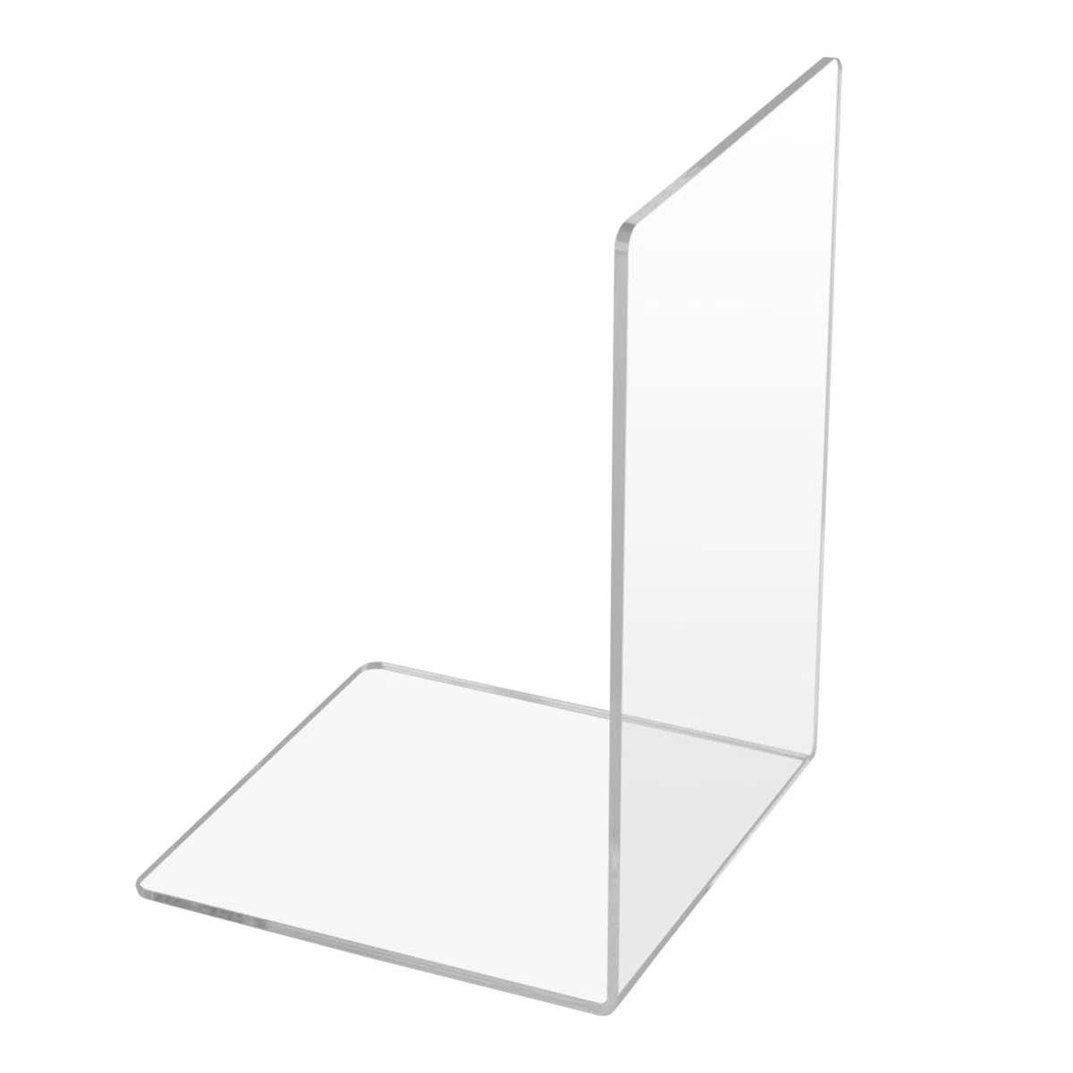 16 Sujetalibros de Acrílico Transparente 3mm, Forma de L con Almohadillas Antideslizantes, 12.5x12.5x18.5cm, para Libros, Estantería, Escritorio, Oficina, Escuela, Biblioteca, Hogar