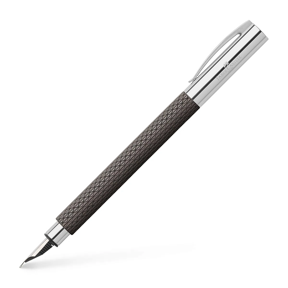 FABER-CASTELL - Pluma estilográfica Ambition OpArt Black Sand, plumín F | Pluma estilográfica con cuerpo de resina noble, plumín de acero inoxidable, cartuchos y convertidor, incluye estuche