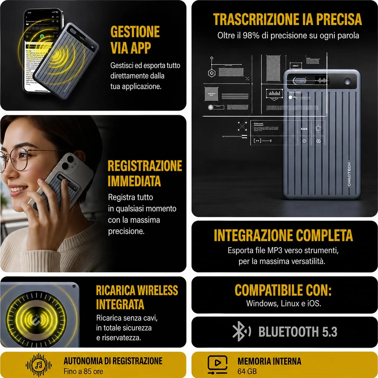 Grabadora de Voz Digital Magnus IA 64GB Transcripción Automática Traducción Mapas Mentales Bluetooth 85h Autonomía