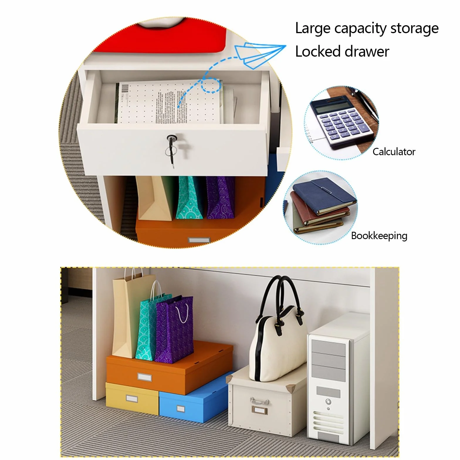 Mostrador de recepción 60cm con cajón con cerradura para oficina en casa