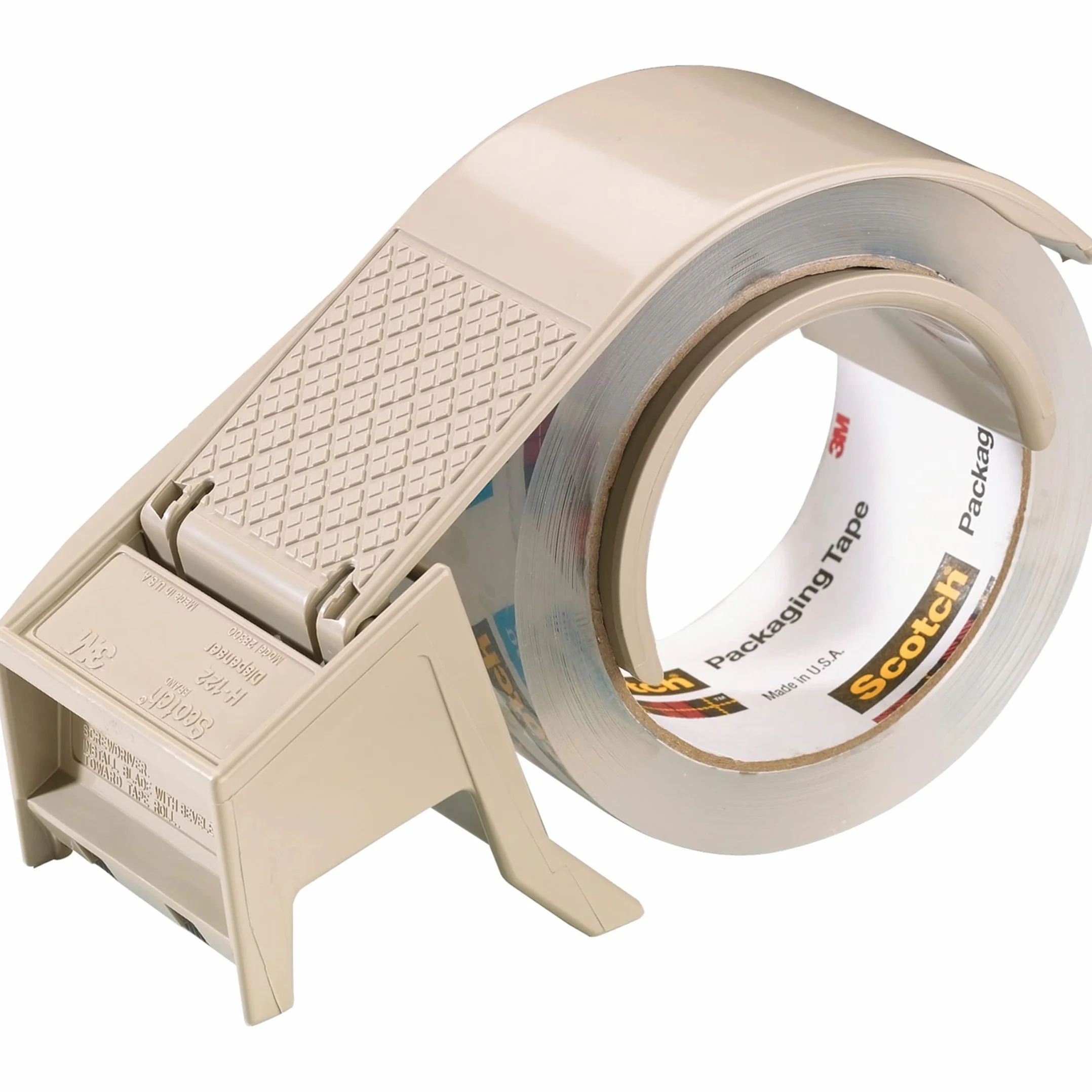 Scotch H122 Dispensador de cinta de embalaje industrial con freno integrado para cinta de 2 pulgadas – Ligero y compacto para embalaje comercial, envío, movimiento, sellado de cartón y caja, gris