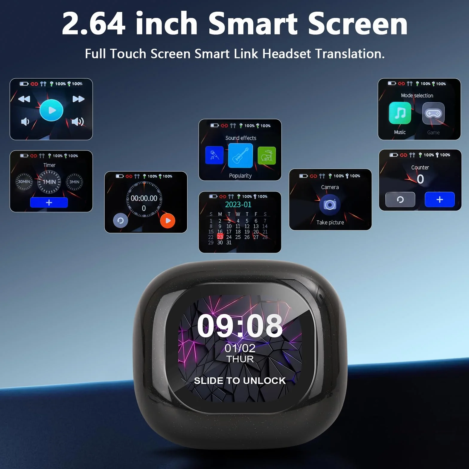 Auriculares Traductor en Tiempo Real con IA, Traductor Instantáneo de Voz 164 Idiomas, Auriculares Traductores Inalámbricos Abiertos Pantalla Táctil LED,con para Viajes/Negocios/Aprendizaje/Reunirse