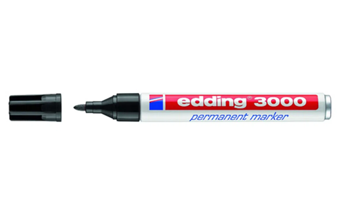 edding 3000 rotuladores permanentes, 1,5-3 mm, recargables (12 unidades, negro)