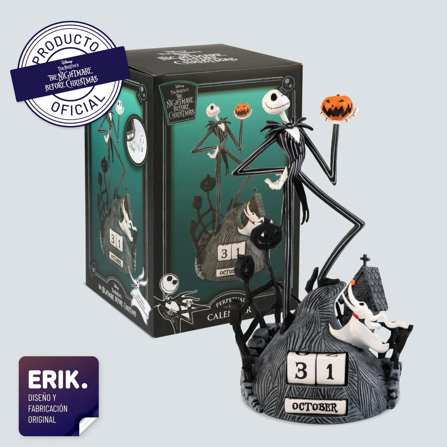 Calendario Perpetuo Pesadilla Antes de Navidad - Figura Pesadilla Antes de navidad Jack para Decoracion │ Regalos Disney para Fans │ Base estable y bloques intercambiables │ Merchandising OFICIAL