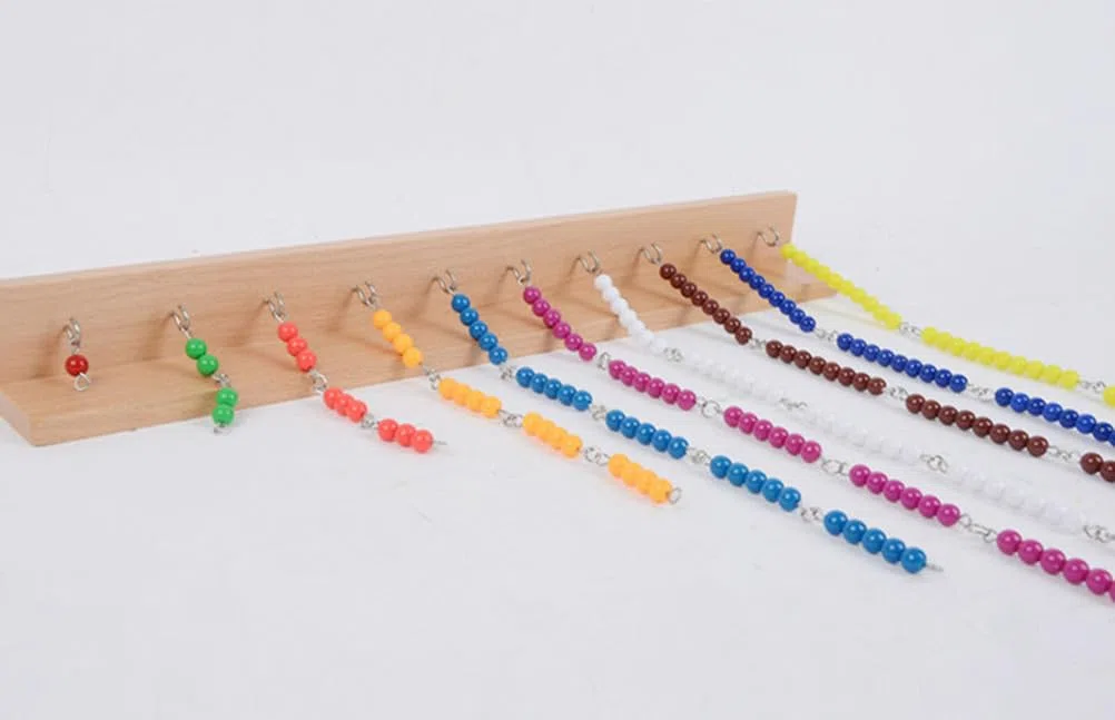 Montessori - Juego de cadena de cuentas cuadradas, manipulador de matemáticas para contar saltos y aprender cuadrados