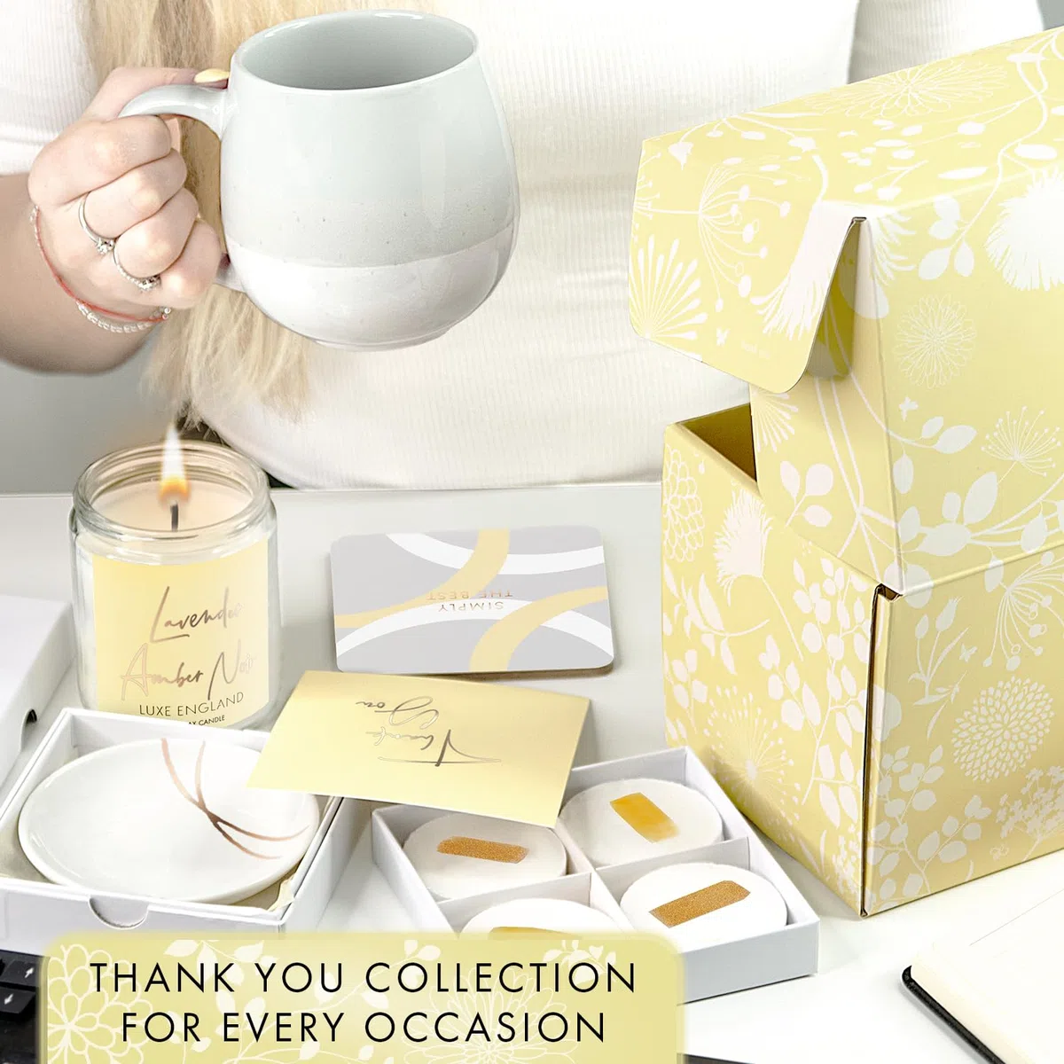 Luxe England Gifts Cesta de agradecimiento única para mujeres, el mejor regalo de agradecimiento para mujeres, colegas, personal, profesores o regalos de agradecimiento para empleados