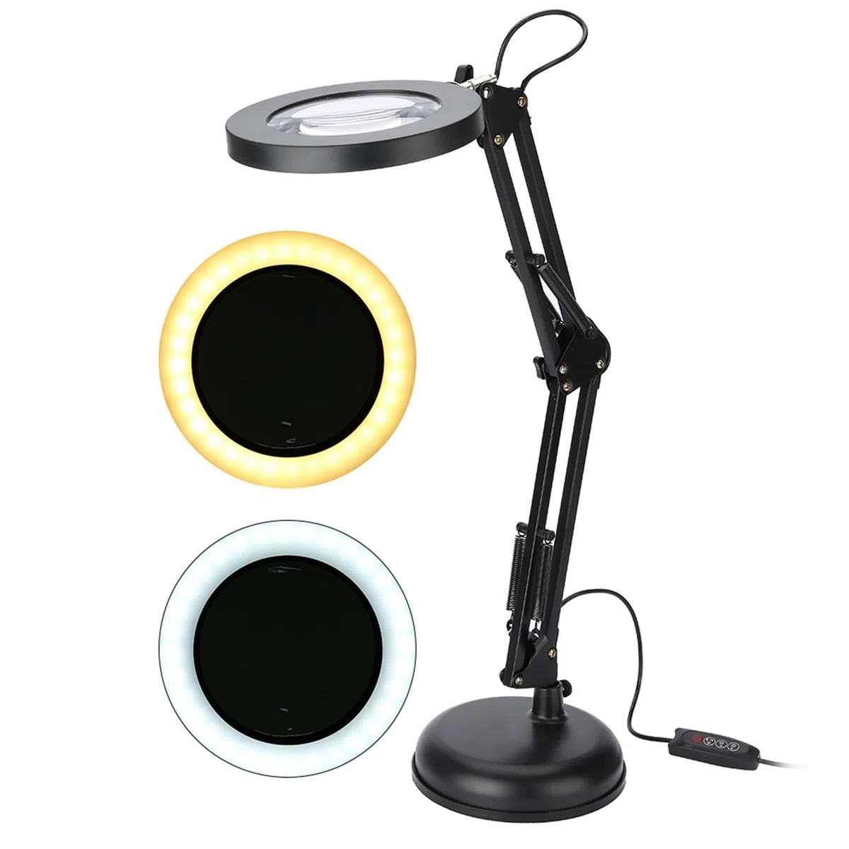 Lupa con luz 5X, lupa con iluminación, lupa de lectura, lámpara de lectura, lámpara de lectura, cristal de aumento, lupa de joyería, lámpara cosmética con soporte