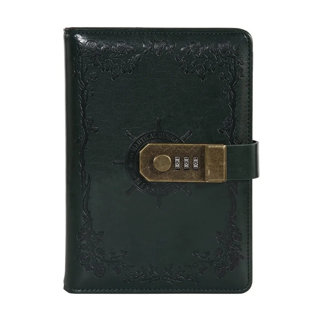 EDDGE Diario de Cuero A5 PU con Bloqueo, planificador, contraseña, Cuadernos Retro y Diarios, Agenda, Cuaderno de Notas for la Escuela, Suministros for Cuadernos