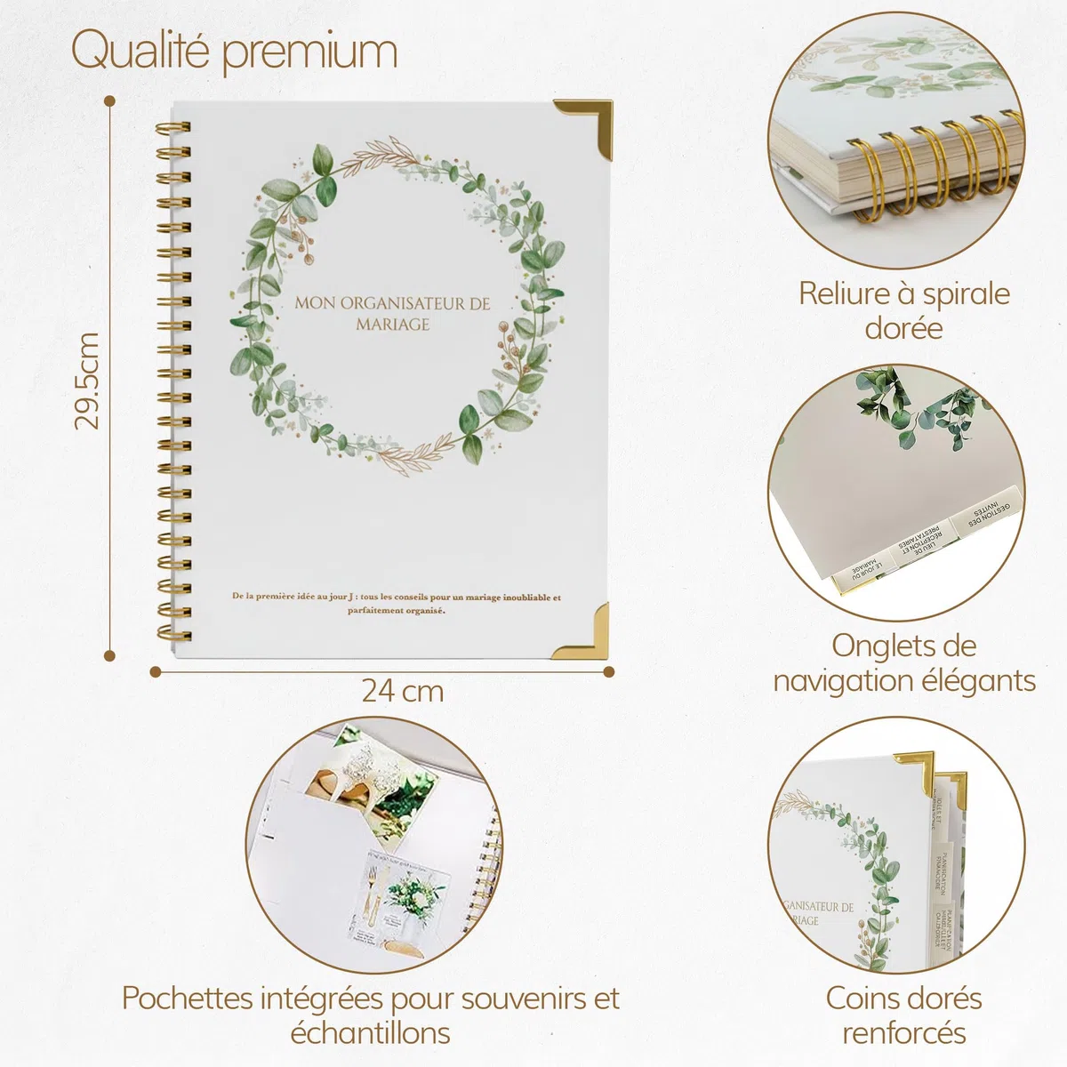 Organizador de boda completo – Cuaderno de boda Planner con lista de verificación, presupuesto, agenda y calendario de cuenta regresiva | Libro de boda y regalo futuro novia