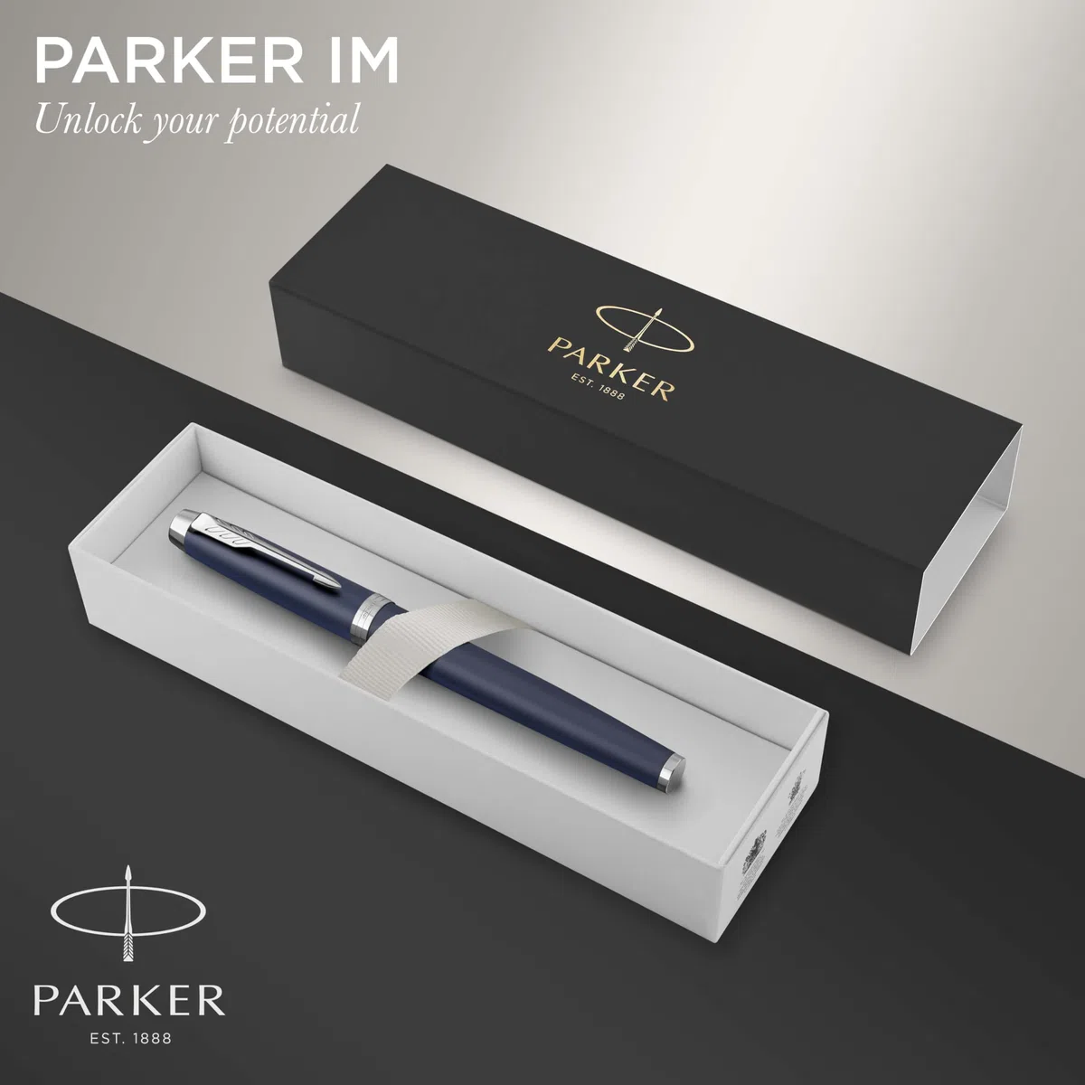Parker IM Bolígrafo Roller | Punto fino | color azul mate | tinta negra | en estuche de regalo