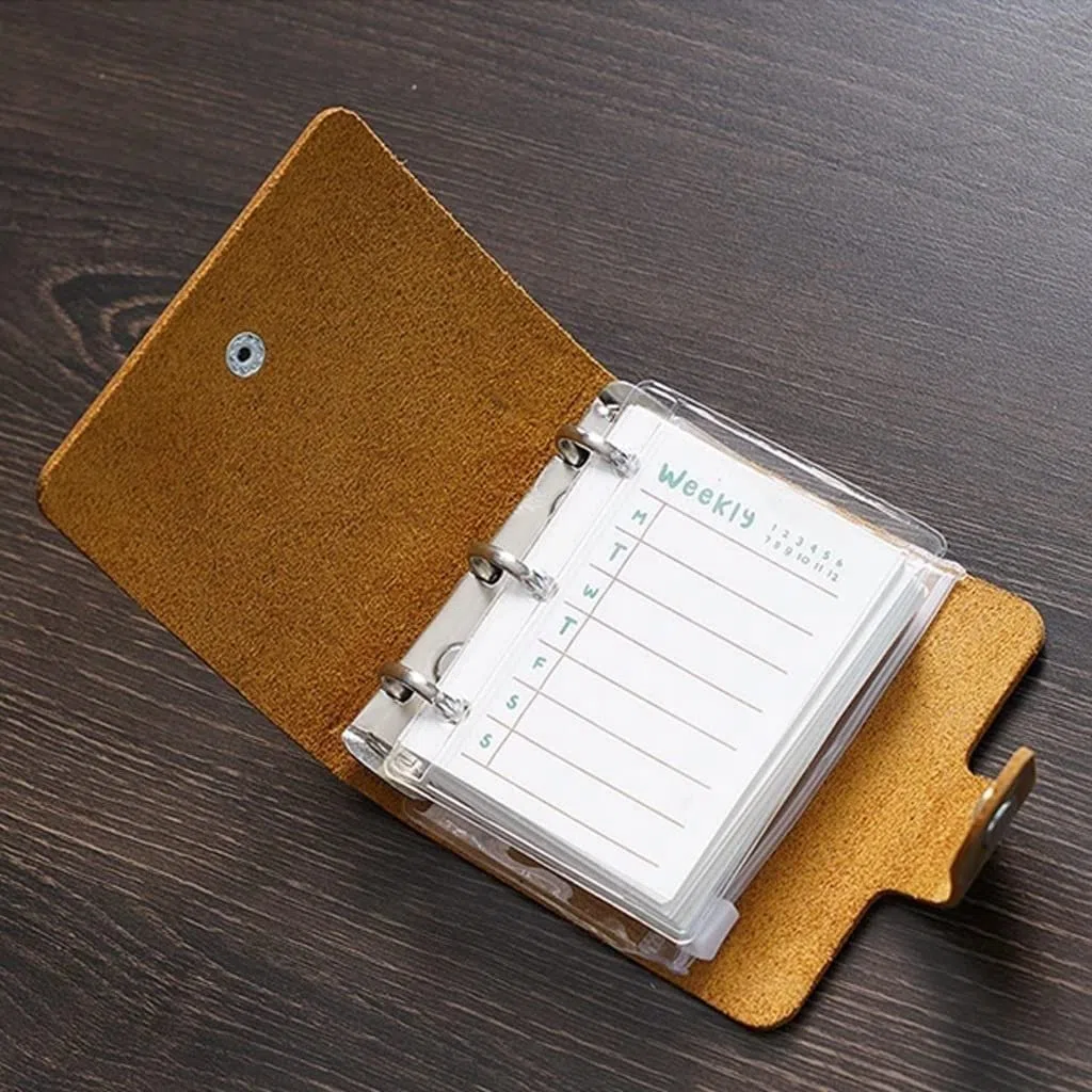 TOBILE Caja de almacenamiento de carpeta de cuaderno de cuero pequeño, Bloc de notas de diario portátil de cuero, regalo de papelería de oficina