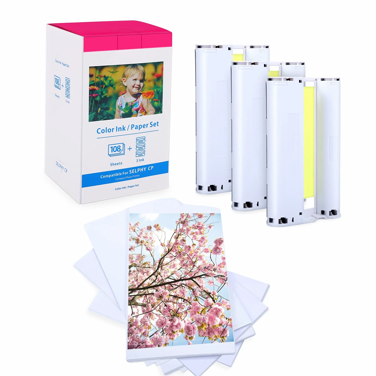 Reemplazo Canon CP1500 CP1300 KP-108IN 3115B001 (AA) Papel y Tinta, Compatible con Canon Selphy CP1500 CP1300 CP1200 CP1000 CP910 CP820, 3 cartuchos y 108 Papel fotográfico 10 x 15(148 x 100mm)