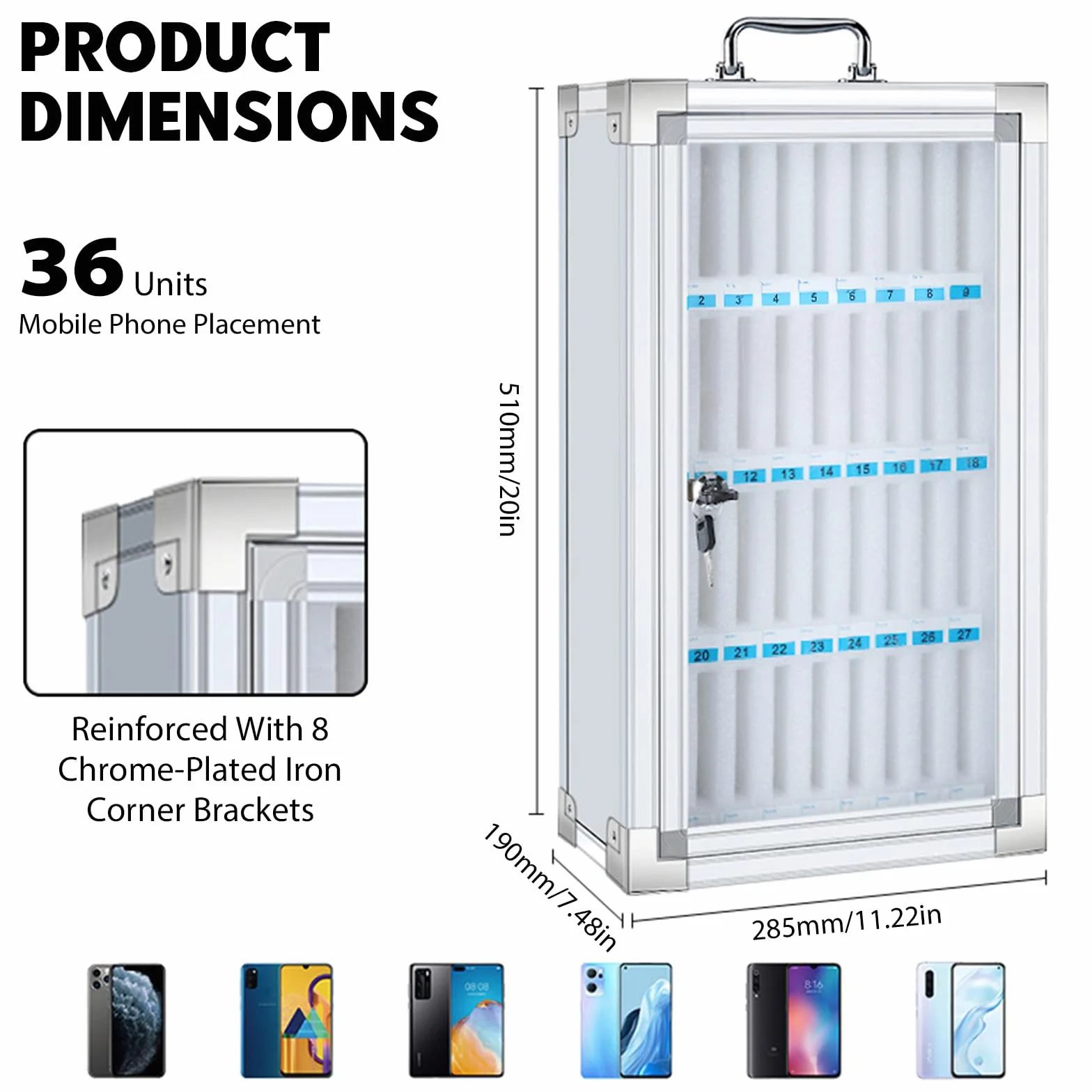 Metal Locking Phone Storage Cabinet 36 Slots for Classroom Office Church Gym