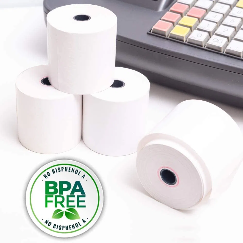 Rollos de Papel Térmico 57x45x12mm para Tickets. TPV, Impresora Térmica, Datáfono, Cajas registradoras Sin Bisfenol A.((50 unidades)