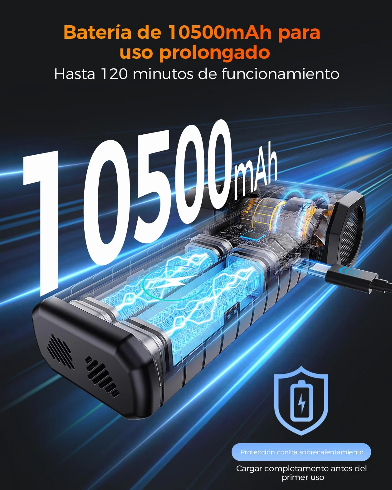 Soplador de Aire Potente – Mini Soplador Batería 200.000 RPM, 10.500 mAh, para Limpieza PC & Teclado, LED, Pantalla Inteligente, Recarga USB-C