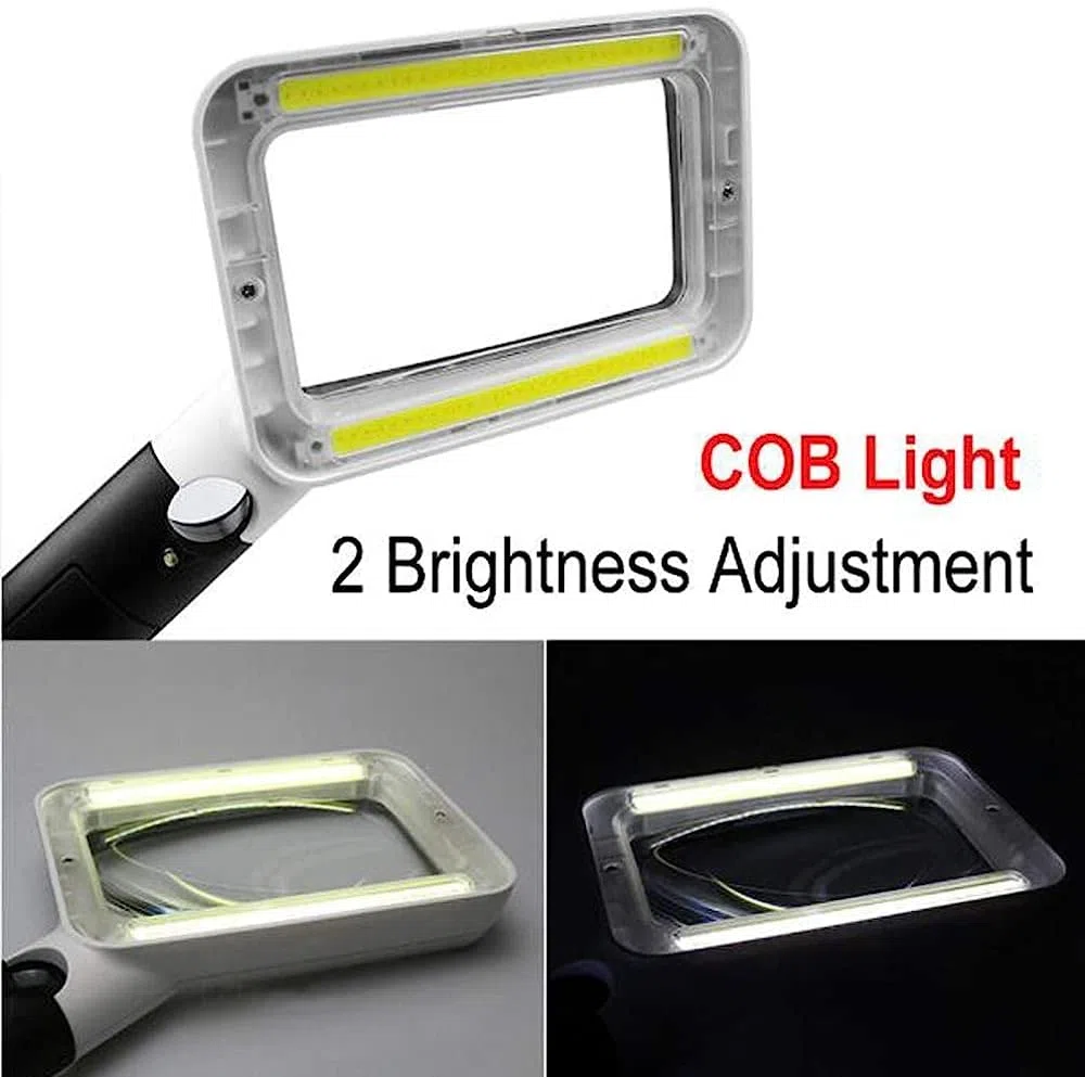 Lupa, Lupa De Mano con Luz Led, Lente Acrílica 2X/20, Lupa Portátil Iluminada para Lectura De Libros Y Periódicos.,